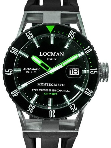 Locman Montecristo 200 Meter Automatic Dive Watch with 44mm Black PVD and  Titanium Case #513BKGRPVBK