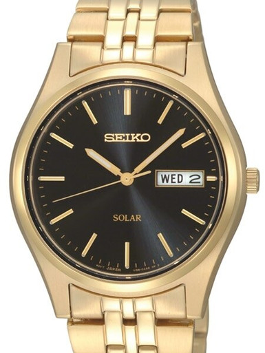 Seiko Solar Powered Watch with 37mm Goldtone Case and Goldtone