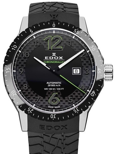 Swiss Made Edox Chronorally Automatic Sport Watch #80094-3N-NV