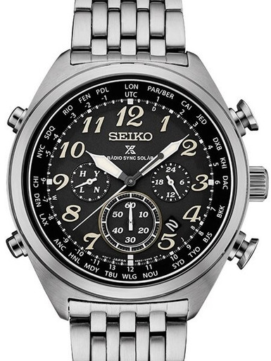 Seiko Radio Synced, Solar Powered ,World Time Chronograph Watch #SSG017