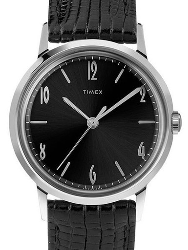 Timex 34mm Marlin Hand Wind Mechanical Watch with Black Dial