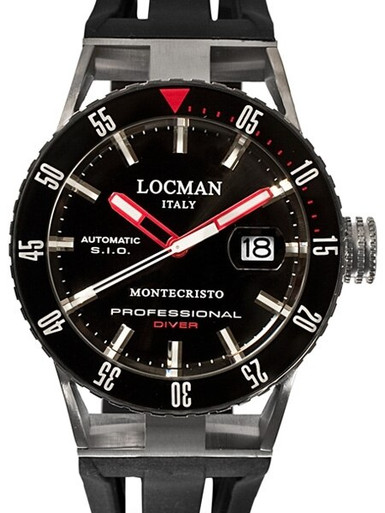 Locman Montecristo 200 Meter Automatic Dive Watch 44mm case #513BKRDBK