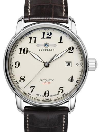 Graf Zeppelin Automatic, Date Watch with Black Arabic Numbers #7656-5