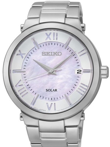 Seiko SNE885 Solar Powered Sport Watch with Mother of Pearl Dial