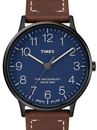 Timex 40mm Waterbury Quartz Watch with Blue Dial and INDIGLOW