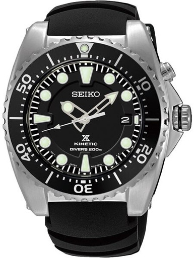 Seiko Prospex Kinetic Dive Watch with  case, luminous hands and  markers #SKA371P2