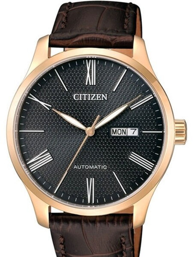 Citizen Automatic Watch with Rose Goldtone Case, Black Textured