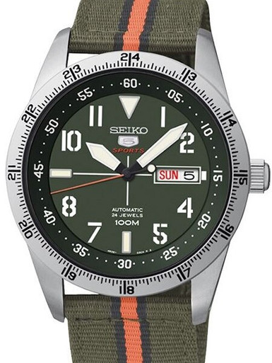 Seiko 5 Sports Automatic Watch with a 24-Hour Bezel #SRP515K1