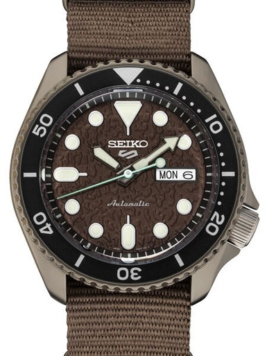 Seiko Sports Automatic 24-Jewel Watch with Textured Chestnut-Red