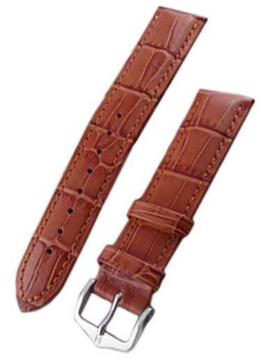 Hirsch Extra-Long Duke Honey Brown Alligator Embossed Leather