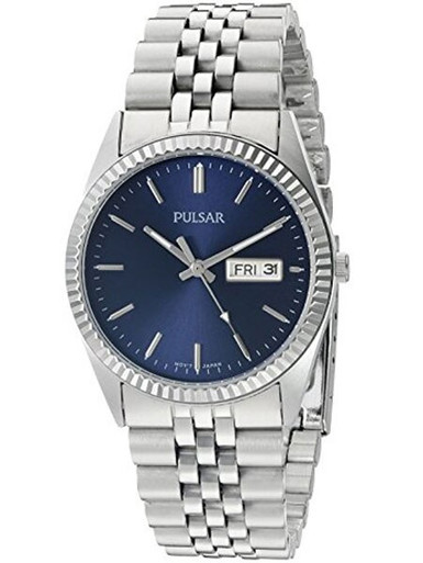 時計 PULSAR PM3105X1 leather Watch BLUE BLACK Pulsar unisex blue face with black leather strap watch | eBay