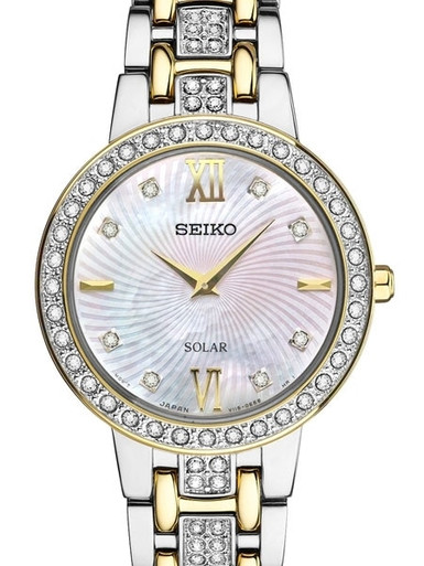 【SEIKO】Solar Mother of Pearl Dial Ladies Watch Seiko Women's Solar Goldtone Mother Of Pearl Watch | Sarah