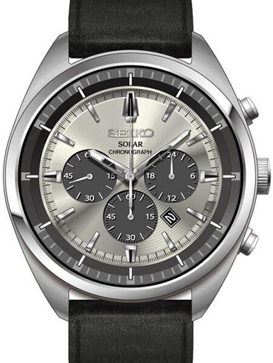 Seiko Solar Quartz Chronograph with Stop-Watch and 24-hour Sub-Dial #SSC569