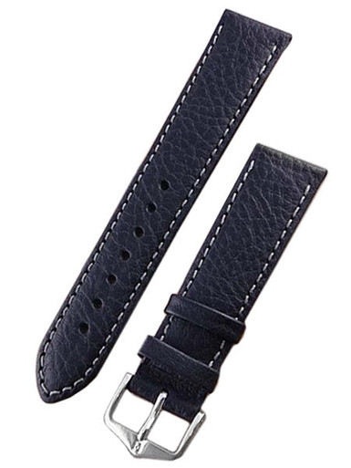 Genuine Calfskin Smooth Thin Black Leather Watch Strap