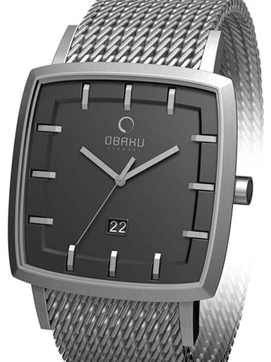 Obaku Harmony 40mm Wide Quartz Watch with Steel Mesh Bracelet