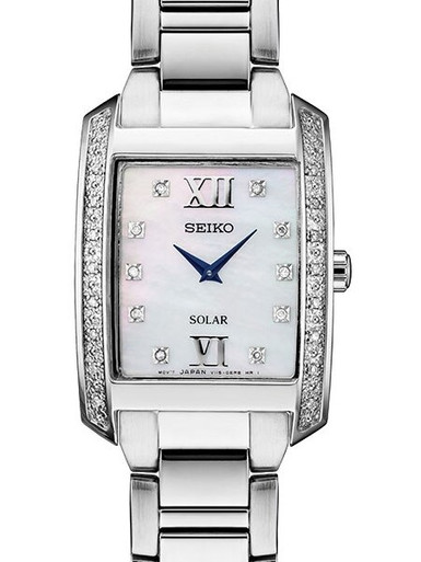 Seiko SUP399 Solar Powered Ladies Dress Watch with Mother of Pearl