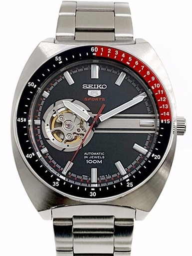 Seiko 44mm Sports 5 Automatic 24-Jewel Watch with an Open-Heart