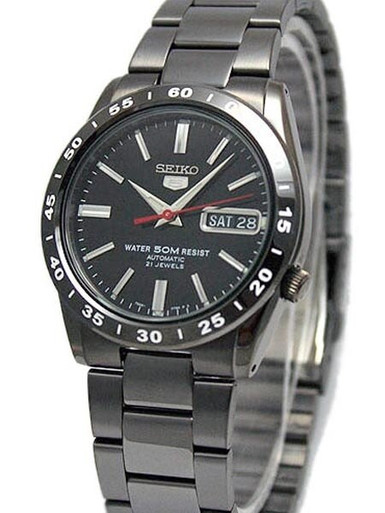 Seiko 5 Automatic Black PVD Watch with a Matching PVD Bracelet #SNKE03K1