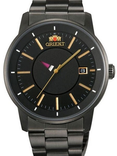 Orient Black IP 21-Jewel Automatic Disk Watch with Unique Disk Hour Hand #ER02004B