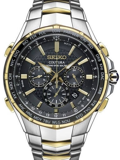 Seiko Coutura Radio Sync Solar Chronograph Two-Tone Mens