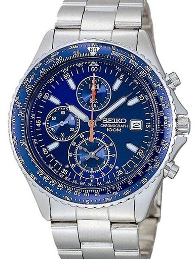 Seiko Flightmaster Quartz Chronograph with Rotating Slide Rule Bezel, 12  Hour Totalizer #SND255