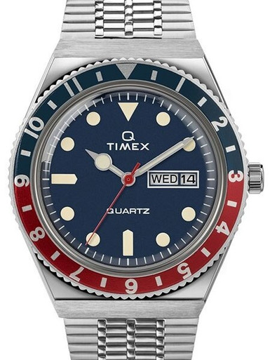 Q Timex 腕時計 Timex Q 38mm Quartz Reissue Watch with Blue Dial and Stainless