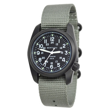 Bertucci A-2T Vintage Black Titanium Watch with Olive Drab Nylon
