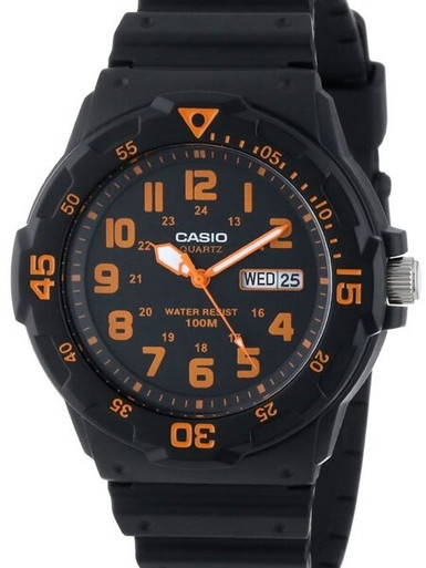 Casio Black Resin Quartz Analog Diver-Style Watch with Rotating Bezel #MRW-200H-4B