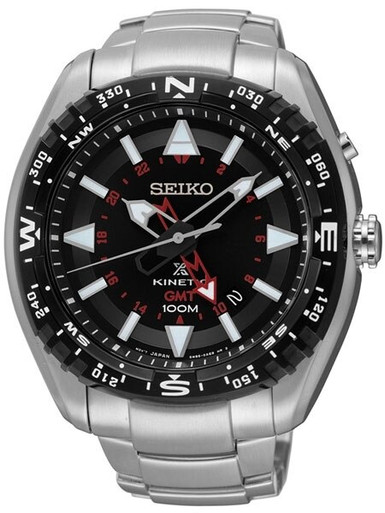Seiko Prospex GMT Kinetic Watch with 45.6mm case, luminous hands