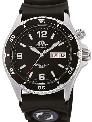 Orient Mako Black Dial Automatic Dive Watch with Rubber Dive Strap