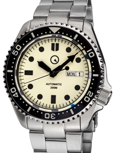 Islander Luminous Dial Automatic Dive Watch with Solid-Link Bracelet, AR Sapphire Crystal, and Lumin