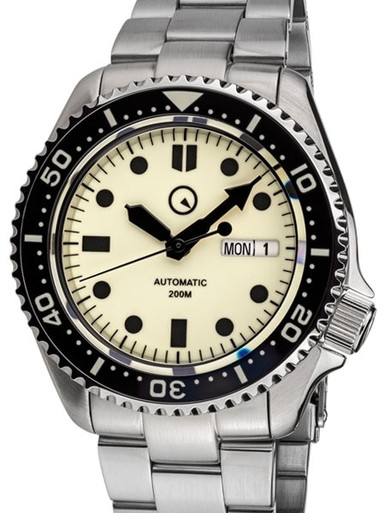 Islander Luminous Dial Automatic Dive Watch with Solid-Link Bracelet, AR Sapphire Crystal, and Luminous Ceramic Bezel Insert #ISL-61