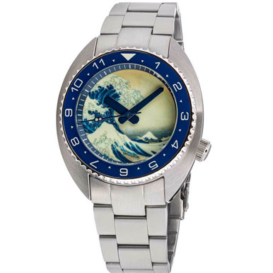 Islander Luminous Wave Dial Automatic Dive Watch With Ar Dome Sapphire Crystal And Lumious Ceramic Bezel Insert Isl 68