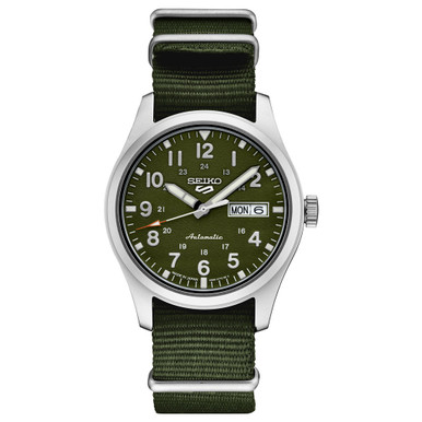 Seiko 5 Sports 24-Jewel Automatic Watch with Green Textured Dial  #SRPG33