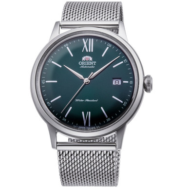 Orient Automatic Dress Watch with Green Dial and Mesh Bracelet