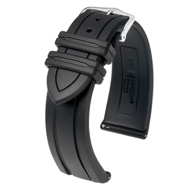 Hirsch Hevea Black Premium Caoutchouc Natural Rubber Watch Strap
