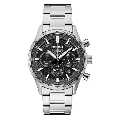 Seiko Essentials Quartz Chronograph with Black Dial and Steel