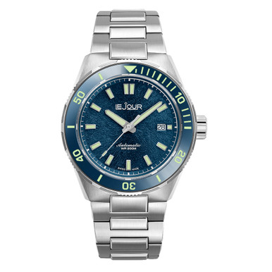 Le Jour Coral Automatic Swiss Dive Watch with Blue Textured Dial #LJ-CD-002