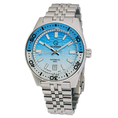 Islander Northport Hi-Beat Automatic Dive Watch with Ocean Blue and White Ripple Dial #ISL-195