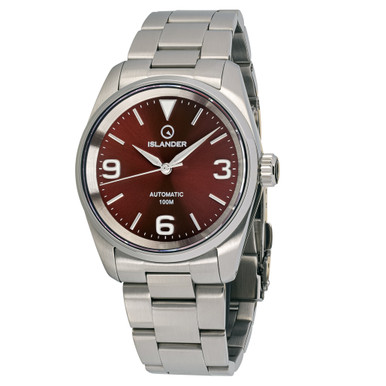 Islander Manhasset 36mm Automatic Watch with Sunburst Maroon Dial #ISL-216