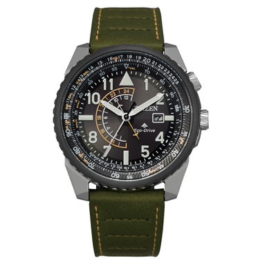 Citizen Eco-Drive Nighthawk with Black Dial and Green Leather