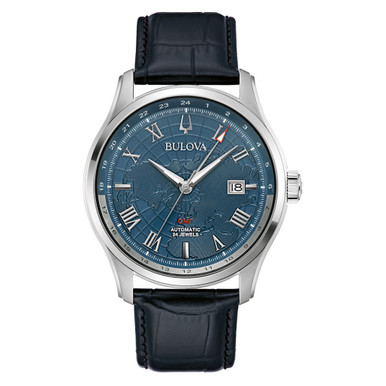 パピオン Bulova Wilton Automatic Traveller GMT with World Blue Dial #96B385