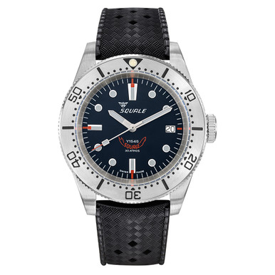 Squale 1545 Black Dial Dive Watch with Orange Accents and Steel