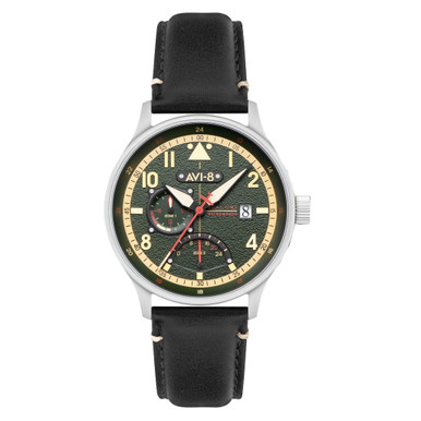 イギリス軍　航空計器 AVI-8 McKellar Dual Time Watch with Green Dial #AV-4101-0A