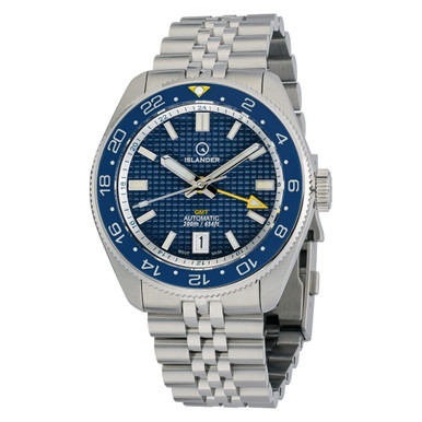 Islander Automatic GMT Dive Watch with Blue Waffle Dial #ISL-214