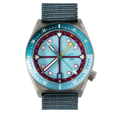 ADPT Series 1 GMT Titanium Field Watch with Aqua Berry Dial #ADPT