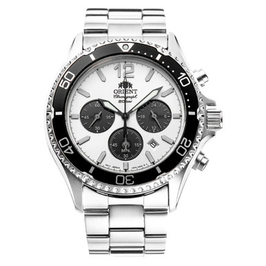 Orient Solar Sports Chronograph with White Dial #RA-TX0203S10B