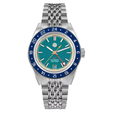 San Martin 39.5mm Automatic Sport GMT Watch with Blue Dial #SN0116-A