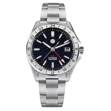 San Martin Automatic GMT Watch with Black Aventurine Dial #SN0129-B