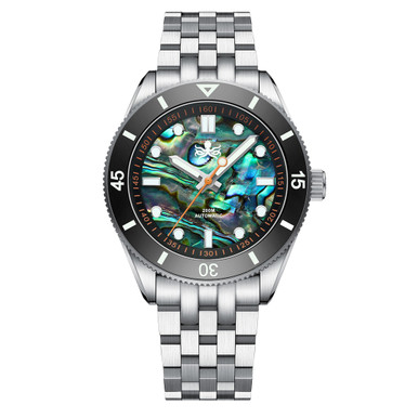 PHOIBOS Wave Master Automatic Dive Watch Abalone Shell No Date